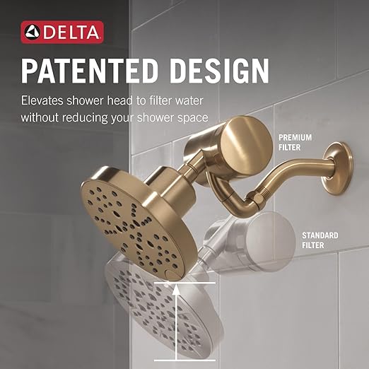Delta Faucet Clarifi Premium Shower Filter Attachment Gold with Additional Filter Cartridge