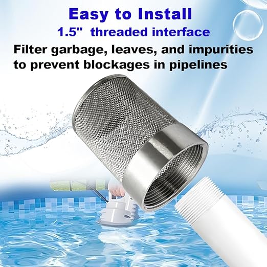 1.5inch SUS304 Stainless Steel Filter Head with Internal Thread Diameter of 46mm Connected to DN40 1.5" Water Pipe Filter Used to Remove Debris and Reduce Solid Entry