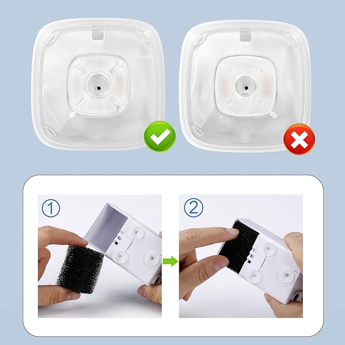 16 Pcs Cat Fountain Replacement Filters：8 Pack Cat Water Fountain Replacement Filters & 8 Pack Pre-Filter Sponges, Pet Fountain Filter Fit for 95oz/2.8L Automatic Pet Fountain Cat Water Fountain