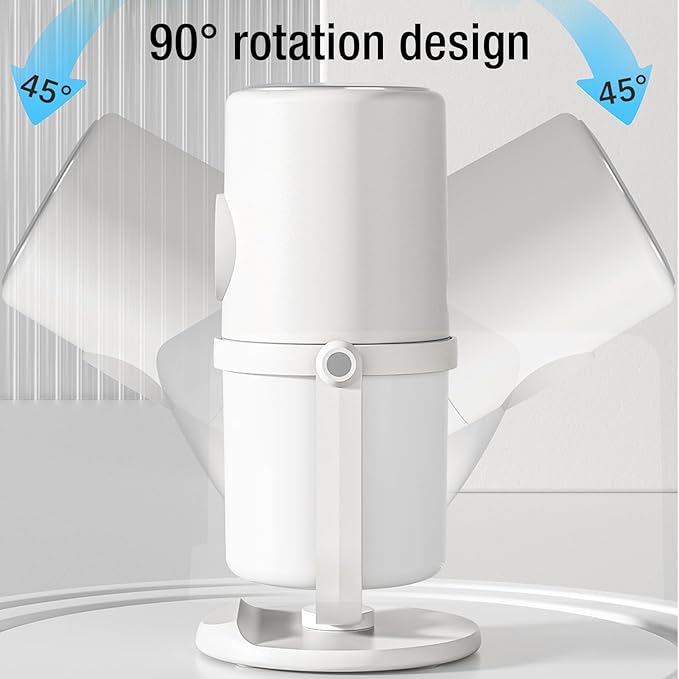 Fockety Cool Mist Humidifier, Quiet Two Mist Mode 300ML Bedroom Desk Humidifier Rechargeable USB Desktop Humidifier with Stand for Bedroom Travel Office Home (White)