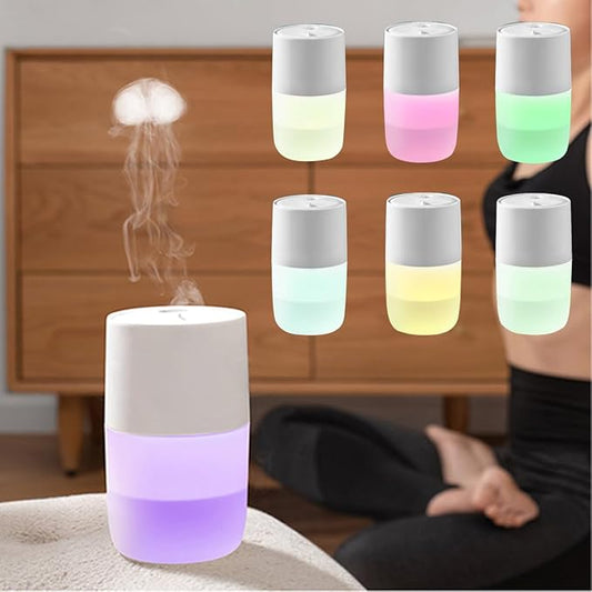 Small Humidifier,Jellyfish Mist Effect,LED Mood Lights,Dynamic Aroma Diffuser for Home,Bedroom & Office (White)