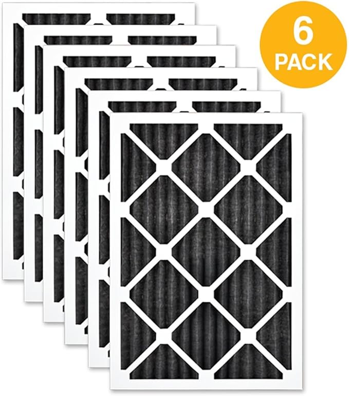 14x20x1 Air Filter AIRx ODOR MERV 8 Carbon Pleated Air Filter - Made in the USA - Box of 6