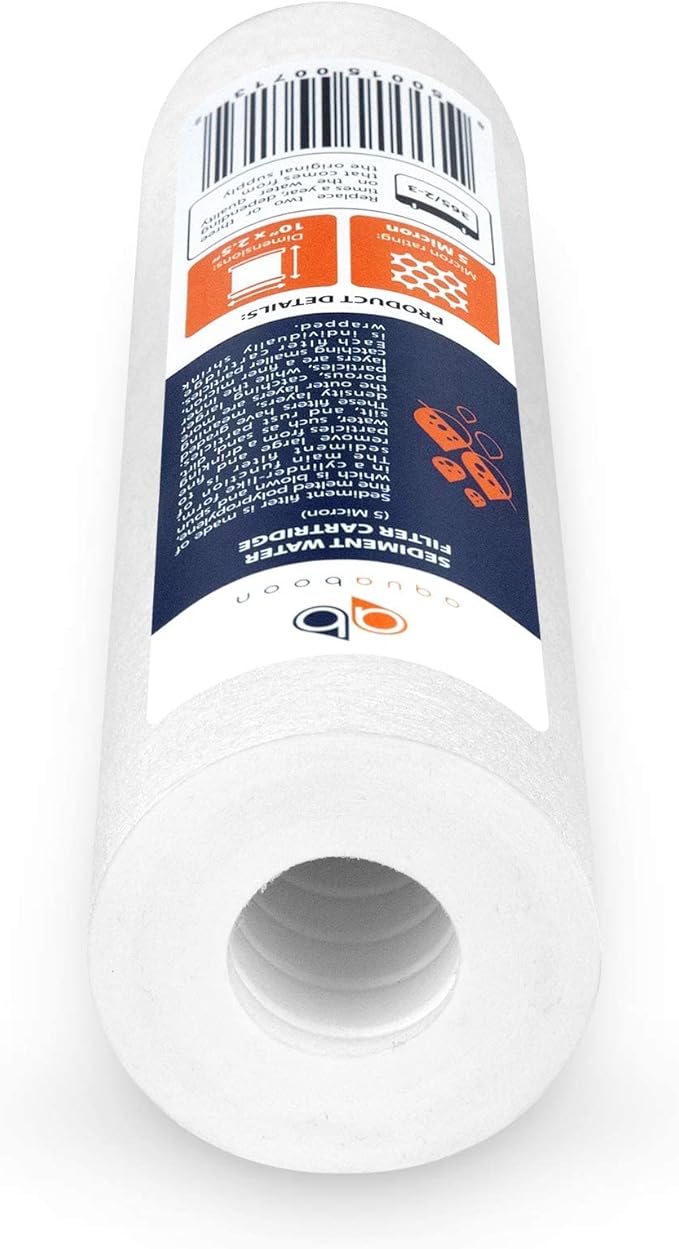 Aquaboon 5 Micron 10 x 2.5 Sediment Filter - Whole House Water Filter Replacement Compatible with Well Water Filters - P5, AP110, WHKF-GD05, 25-Pack