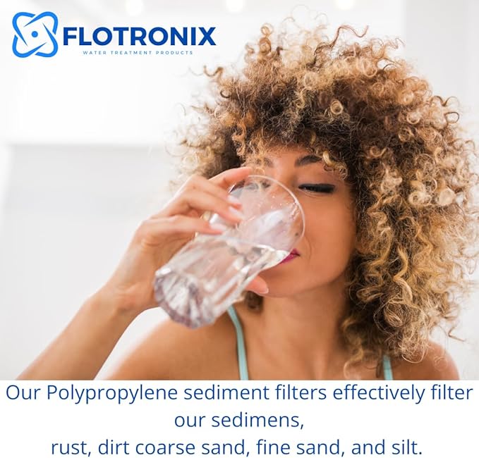 Flotronix 5 Micron 10" x 2.5" Sedmient Filter Whole House Water Filter Replacement, Compatible with Well Water Filters - P5, AP110, WHKF-GD05, 155014-43, FXUSC, 4 Pack