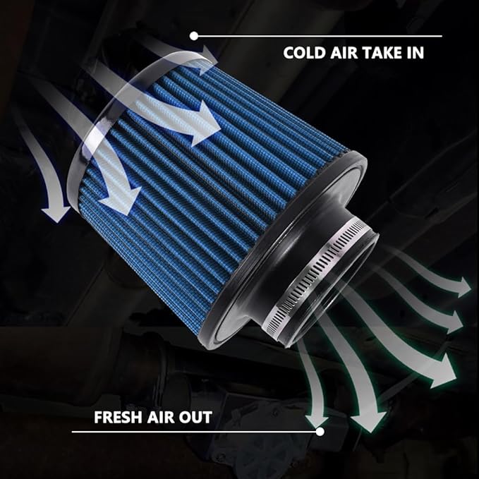 muge racing Universal 3 Inch 76mm Air Intake Filter Replacement Cone Air Filters Quality Dry Air Filter