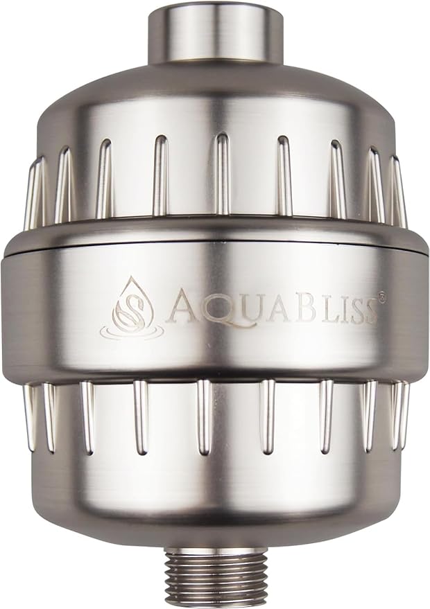 AquaBliss High Output Revitalizing Shower Filter - Reduces Dry Itchy Skin, Dandruff, Eczema, and Dramatically Improves The Condition of Your Skin, Hair and Nails - Brushed Nickel (SF100-BN)