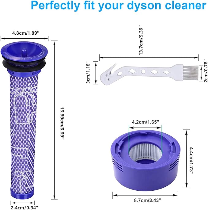 6 Pack Vacuum Filter Replacement for DYS V8 filter, DYS V7 Filter Replacement for V8 Animal V8 Absolute Vacuum Cleaner, 3 Pre Filters & 3 Post Filters, Replaces Part # 965661-01 & 967478-01