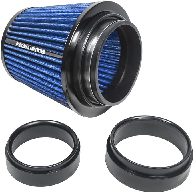 Kyostar 3/3.5/4inch Inlet Cold Air Intake Cone Replacement Performance Washable High Flow Dry Air Filter, Blue
