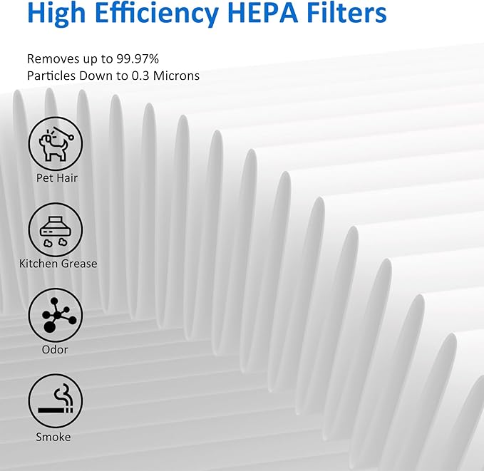 MK06 MK01 True HEPA Replacement Filter Compatible with AROEVE MK01 MK06 and Kloudi DH-JH01, Standard Version, 3 Pack