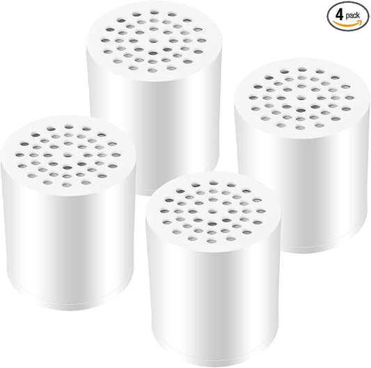 4 Pack 20 Stage Shower Filter Universal Replacement Cartridge Hard Water Purifier Removes Chlorine, Heavy Metals, Iron, Other Sediments, Water Softener with High Output