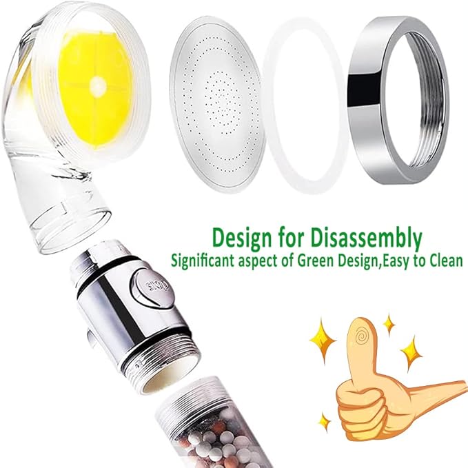 AYI Vitamin C Filtered High Pressure Handheld Shower Head with Bracket and Metal Hose Purifying Hard Water Softener Chlorine Flouride Filter Aroma Showerhead Fresh Dry Skin & Hair Loss