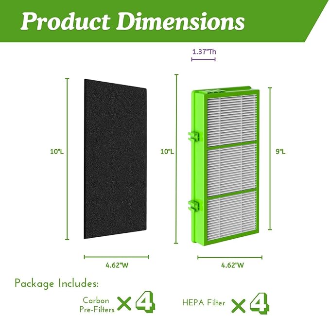 Nispira AER1 HAPF300AHD Allergan Remover Filters for Holmes Air Purifier HAPF300AH-U4R HAPF30AT HAP242-NUC, 4 HEPA 4 Carbon Booster Set