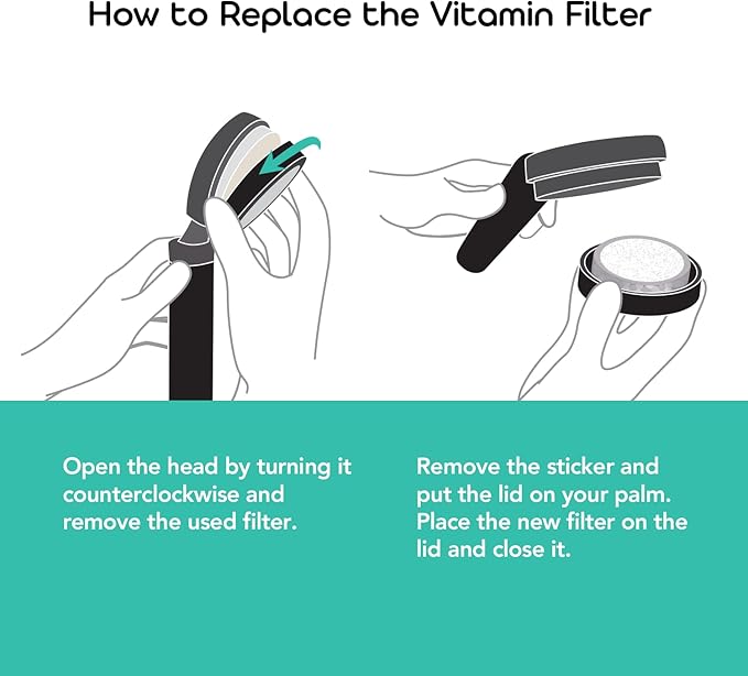 Vitamin C Filter for Barumi Pluo Handheld Showerhead - Unscented | 3-Pack, Pure Vitamin C, Moisturizes Skin and Hair, Removes Chlorine and Impurities from Tap Water, Filters Rust, Easy Installation