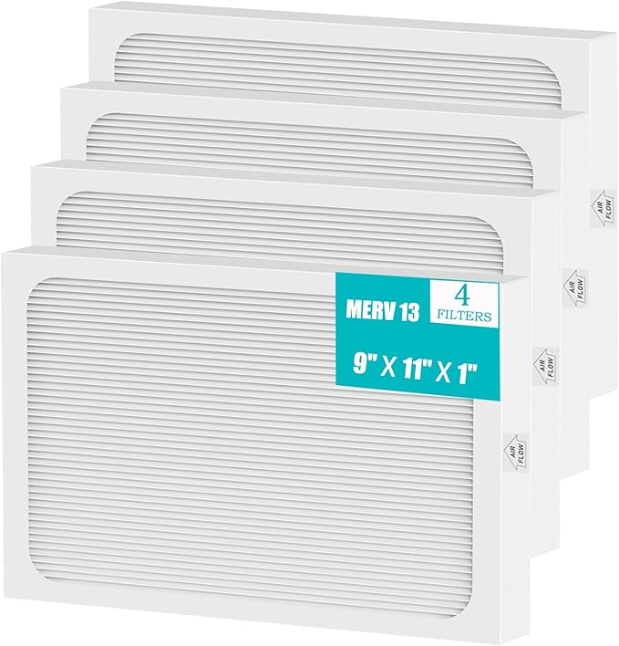 9 x 11 x 1 MERV 13 Replacement Dehumidifier Filter Compatible with Santa Fe Compact70, Ultra70, Element, Compact2, UA 65H dehumidifier Models (4Pack)