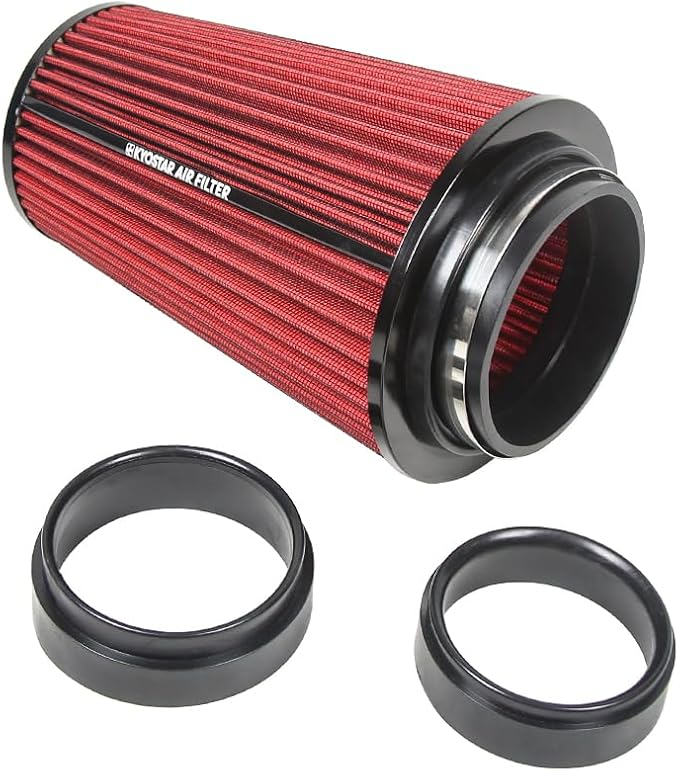 3/3.5/4inch Inlet Cold Air Intake Cone Replacement Performance Washable High Flow Dry Air Filter (RED)