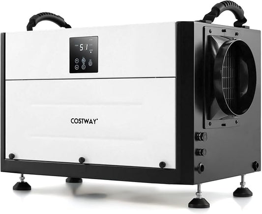 COSTWAY 155 PPD Commercial Dehumidifier, 1900 Sq.Ft Crawl Space Dehumidifier with 9.8 FT Drain Hose & Wired Remote Control Panel, Ideal for Basement, Warehouse (White)
