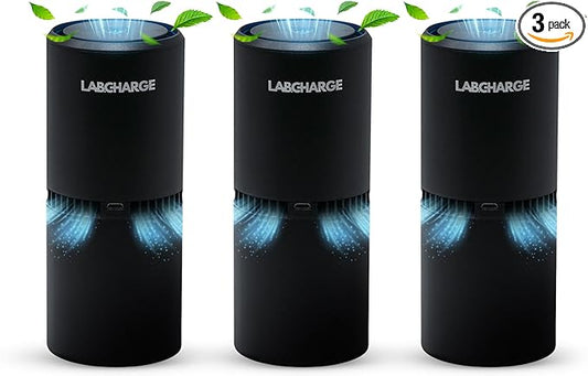 Small Ionic Air Purifier for Home & Bedroom – Silent HEPA Filter – Covers 250 Sq Ft - Free Cleaner for Pets, Hair, Smoke, Dust, Odors & Dander – Compact & Black Design - Pack of 3