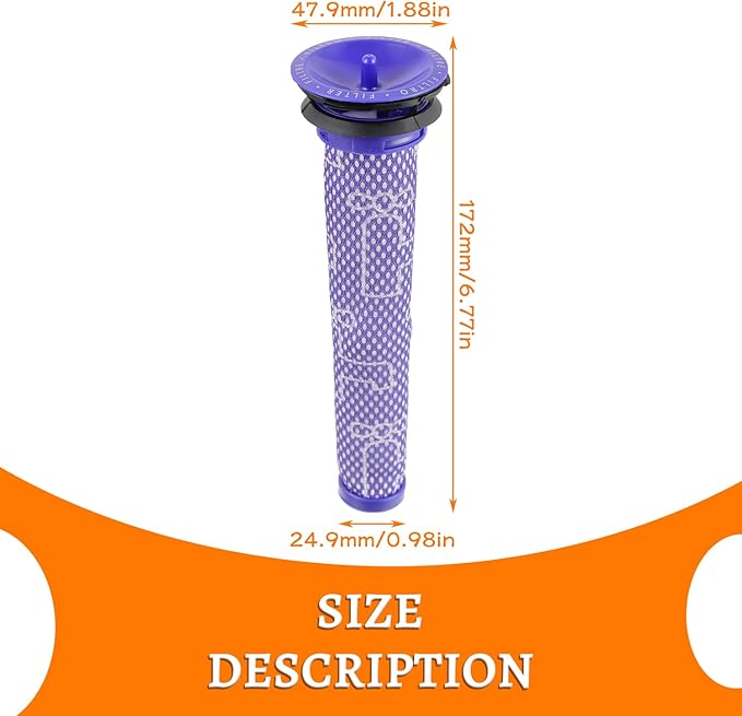 5 Pack Replacement Vacuum Filter for Dy-son V6 V7 V8 DC58 DC59 DC61 Washable Pre Filters Replacements Part 965661-01