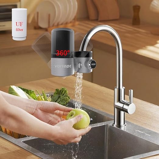 Advanced Sink Faucet Filter, 360 ° Rotary Faucet Water Purifier, NSF Certified Level 5 Filtration, Compatible with 99% of Faucets. (Black-T6-UF)