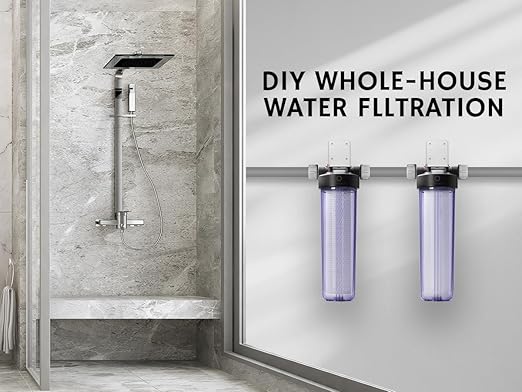 Airthereal Whole House Water Filter Housing, Sediment Filters for Well and City Water, 20"x4.5" Sediment Whole House Water Filter Cartridges with 1" NPT Port and Include 1-Pack CTO Filter