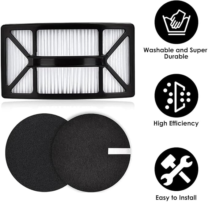 ANBOO HEPA Filter Replacement for Bissell CleanView/PowerClean Rewind Pet Vacuums 2486 2487 2488 2489 24899 2490 2491 2492 2494, Part # 1604130 1601972 1608225, 2 HEPA Filters, 3 Foam & Felt Filters