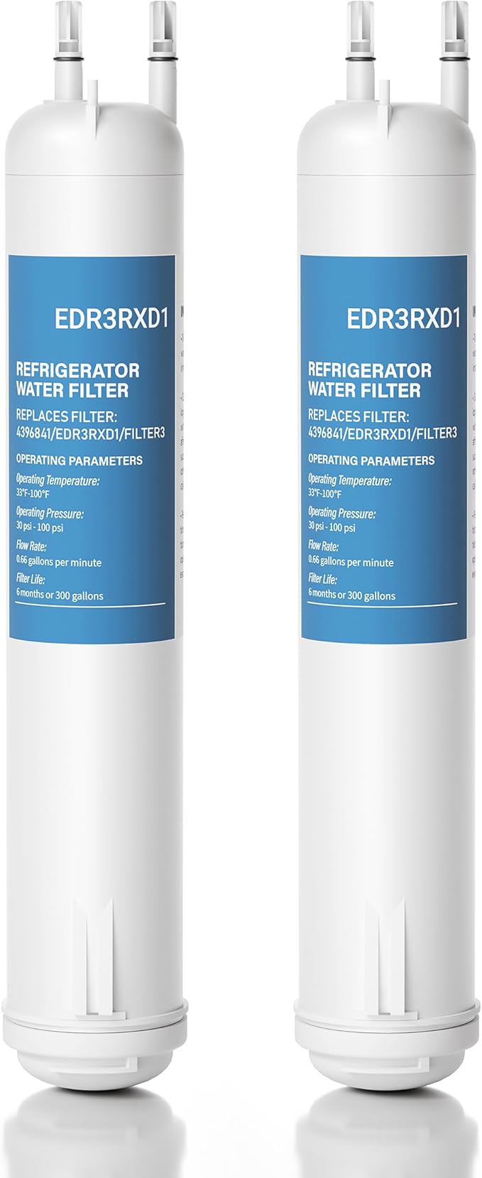EDR3RXD1 Replacement Water, Compatible with 4396841, 4396710, KAD3RXD1, WHR3RXD, Kenmore 46-9083, 46-9030, 2 Pack