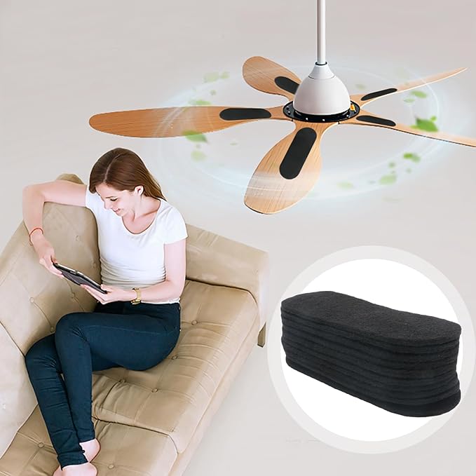 20 PCS Ceiling Fan Filters for Blades, Barnacle Air Filter Ceiling Fan, Activated Carbon Is Easy to Stick, Removes Odors, Reduces Dust, Pollen, Pet Dander, for Bedrooms, Living Rooms, Offices