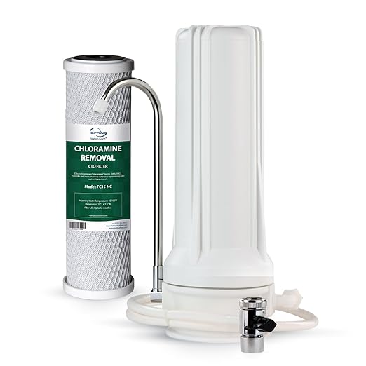 iSpring CKC1-NC SGS-Tested Countertop Water Filter, Drinking Water Filtration System for Faucet, Reduces Chloramine, Bad Odors, Sediment, and 99% of Chlorine, White (Filter Included)