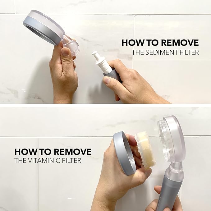 Barumi Pluo Handheld Filtered Shower Head - Silver | Vitamin C Filter for Healthy Skin & Hair | High Pressure Soft Spray | Dual Filtration Removes Chlorine & Impurities | Gentle Shower for Pets