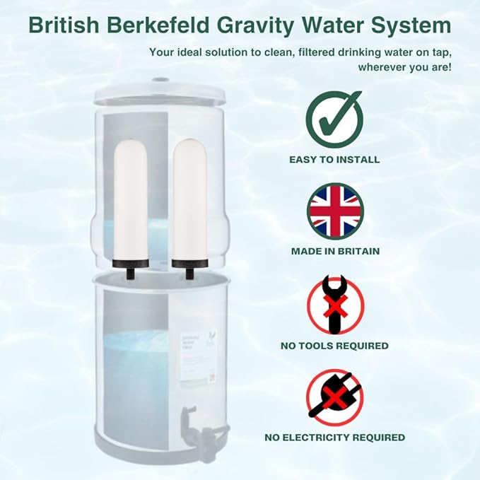 British Berkefeld Doulton Water Candle Compatible with Berkey Filter Replacement for BB9-2 Gravity Water Filter Systems 3 - Pack