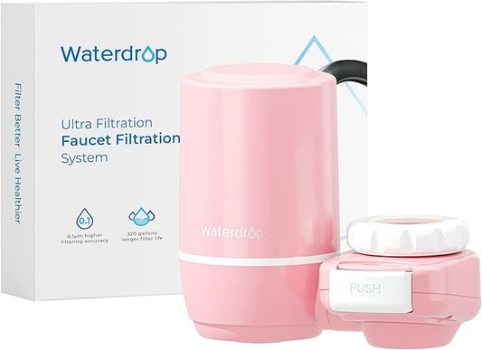 Waterdrop Sink Filter Water Faucet for Skin Care, Bathroom Faucet Filter, 320 Gallons, NSF Certified Water Purifier, 0.01μm Ultra-Filtration System, Reduces Chlorine Lead-Free Material, 1 Filter Pink