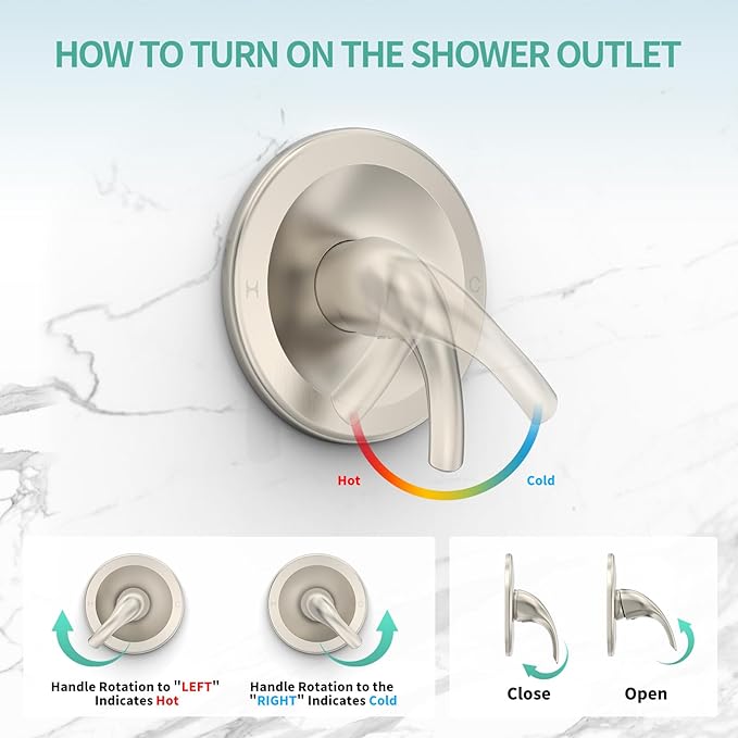 SR SUN RISE Shower System with Handheld Shower and Rain Shower Combo Set High Pressure 5-spray Dual 2 in 1 Shower Faucet Patented 3-way Diverter Brushed Nickel (Valve Include）