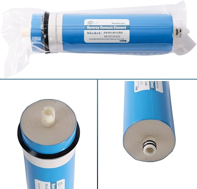 Huining 3012-500GPD Reverse Osmosis Membrane Housing Kit with 3/8 1/4 Quick Connector,Water Pipe,Wrench Whole Set Compatible with Residential Household Water Filtration System
