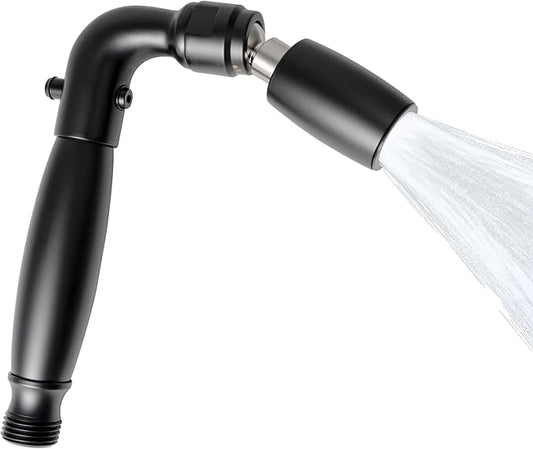 High Sierra® Solid Metal Handheld Shower Head, Lead-Free, with Built-In Trickle Valve. Shower Hose and Holder Not Included. Low Flow 1.5 GPM. Matte Black