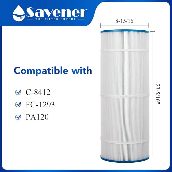 PLF120A Swimming Pool Filter Replaces for Unicel C-8412 120Sq.ft Filbur FC-1293 PA120 CX1200RE C1200 Pro Clean 125 817-0125N Hayward C1200 CX1200RE 81202 1 Pack
