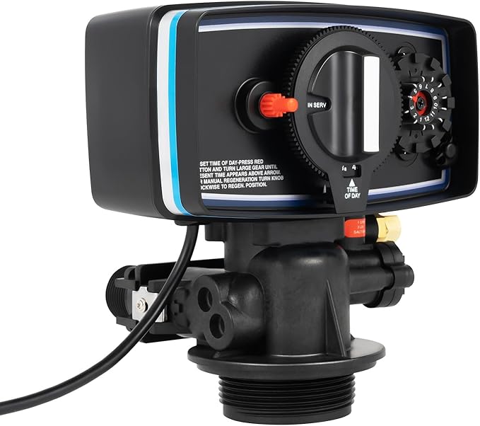 Water Softener Control Head Timer Water Softener Control Valve 110V 3W Backwash Head 12 Day Timer Valve Replacement Softener Valve For Filter Resin Tanks, Black
