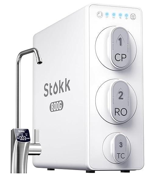 Stokk Tankless Reverse Osmosis System, 800 GPD Fast Flow Water Filter, NSF/ANSI 58&42, 8 Stage RO System, 3:1 Pure to Drain, Under Sink Tankless RO System, Smart Faucet, Reduce PFAS, S2
