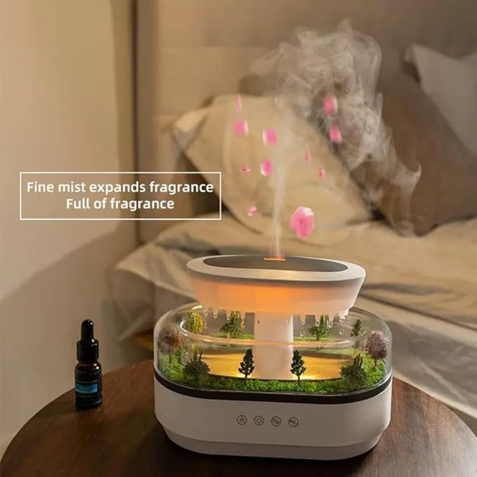 Humidifiers for Bedroom, 250ML Essential Oil Diffuser, Aromatherapy Diffuser, with 7-Color Mood Light, Quiet Raindrop Cool Mist Air Humidifier for Bedroom, Office, Nursery, Plants- White