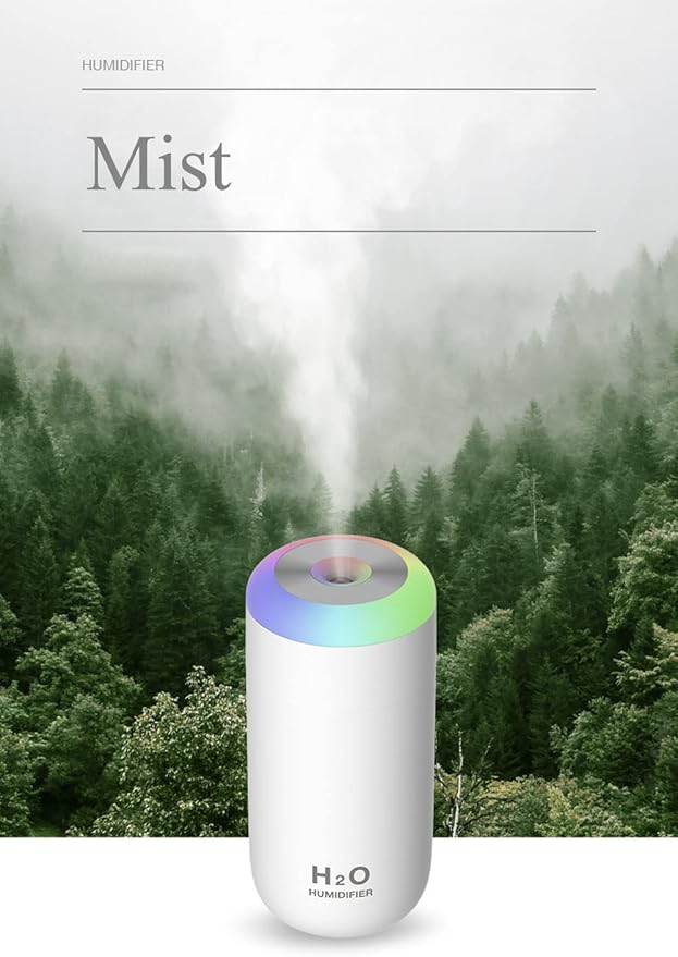 Mini Humidifier, 350ml Small Humidifier for bedroom, desk, portable, travel, plant (Pink)