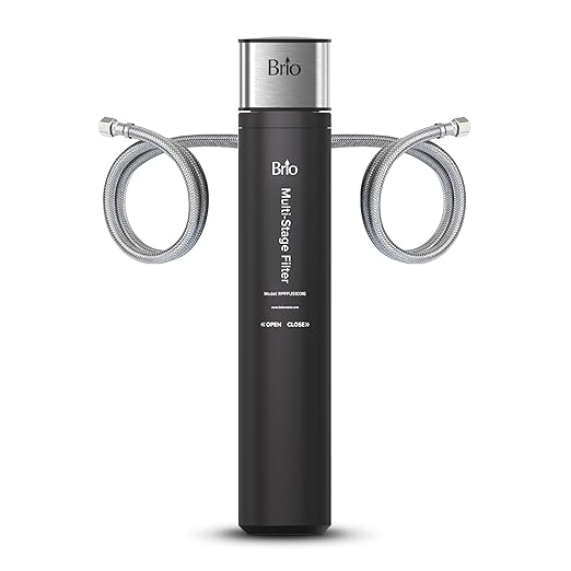 Brio 16" Under Sink Water Filter System for Kitchen & Bathroom Faucet | 3-Stage Single Housing 0.5 Micron Filters PFAS, Chlorine, Lead, Mercury+ | 15,000 Gallons/2 Years | NSF/ANSI 42 & 372 Certified