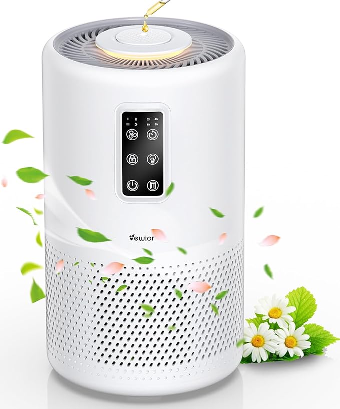 Air Purifiers for Home Large Room up to 1600ft², VEWIOR H13 True HEPA Air Purifier for Bedroom with night light, Fragrance Sponge, Sleep Mode, Timer, Lock, Air Cleaner for Wildfire Smoke Odor Dander