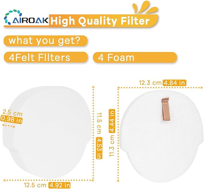 AZ1810 Replacement Filter for Shark Vertex DuoClean Upright Vacuum AZ1810, 4 Felt & 4 Foam Filters