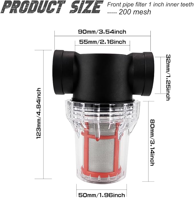 Garden Pond 1 inch Mesh Strainer Water Pump Filter Thread Inline Filter Strainer High Pipeline Filter for RV,Outdoor Gardening,Pressure Washer（200 Mesh）