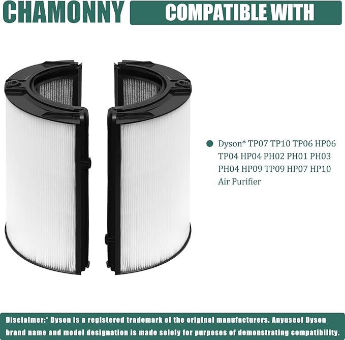 360° Combi Glass True HEPA + Carbon TP07 Filter Replacement, Compatible with Dyson TP07 TP10 TP06 HP06 TP04 HP04 PH02 PH01 PH03 PH04 HP09 TP09 HP07 HP10 Air Purifier, Part No. 970341-01