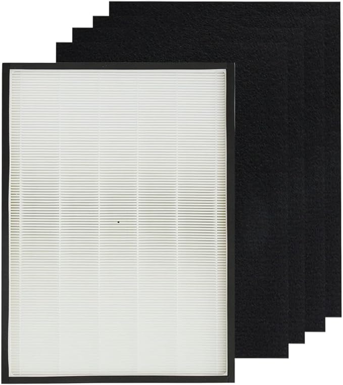 PUREBURG 83195 Replacement Filter Set Compatible with Kenmore 83254 83396 85254 F-K3 Air Purifiers,H13 HEPA + Activated Carbon Pre-Filters x 4 Air Clean Dust VOCs