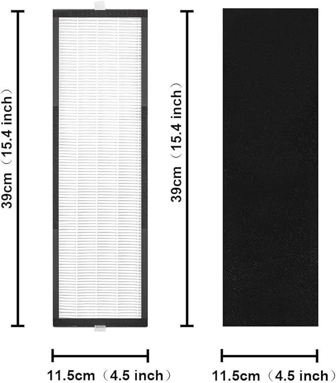 NKA 2-Pack T500 Air Purifier Filter Replacement - Compatible with TF60/TF60-MP, for Breathe Smart Tower Air Purifier，Includes 2 High-Efficiency Filters & 2 Carbon Pre-Filters