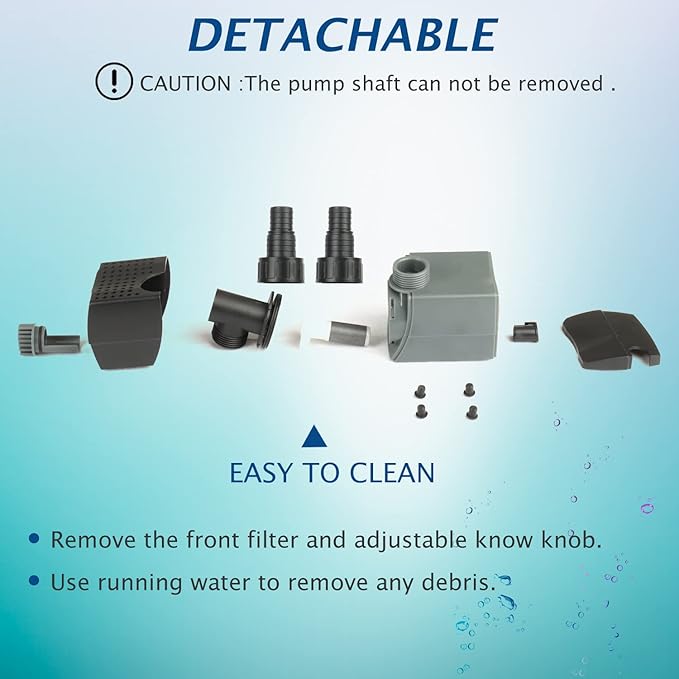 WaterRebirth (HSUP3000F) Submersible Water Pump With Fountain Jets - Pond Pump - Submersible Pump - Water Fountain Pump - Aquarium Pump