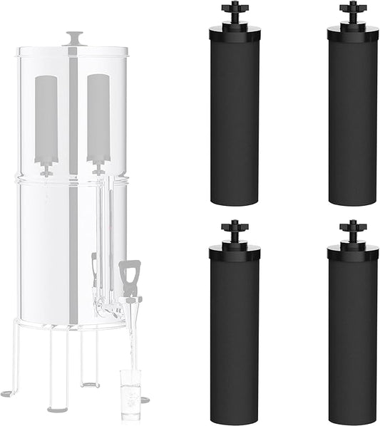 Black Filter 4 Pack by NSF/ANSI 42 Certified, Replacement for BB9-2® Purification Elements Filters, Compatible with Berkey Gravity Filtration System, Replacement for Berkey Black Filters