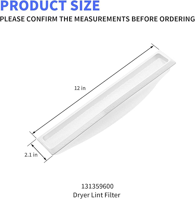 131359602 131359600 Dryer Lint Filter Screen Compatible with Frigidaire Kenmore Replaces 131359601 131359603 131152700 5304516872