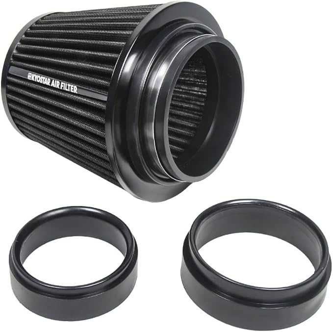 Kyostar 3/3.5/4inch Inlet Cold Air Intake Cone Replacement Performance Washable High Flow Dry Air Filter, Black